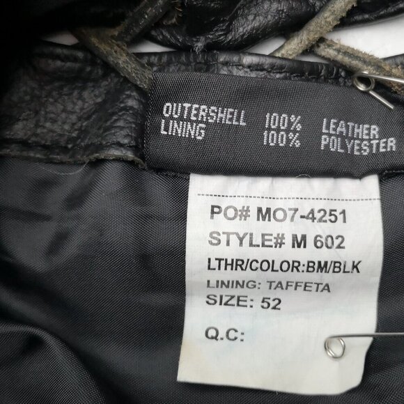 FMC by First Manufacturing Co. Inc. Men's Size 52 Black Lined Leather Vest - Picture 6 of 9